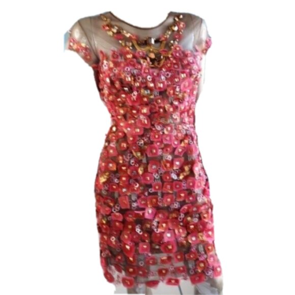 °$5,700 NEW OSCAR DE LA RENTA GORGEOUS SILK CRYSTAL BEAD RUNWAY DRESS 10 - Picture 2 of 16